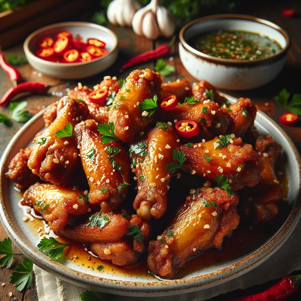 Classic Deep Fried Crispy Garlic Chicken Wings