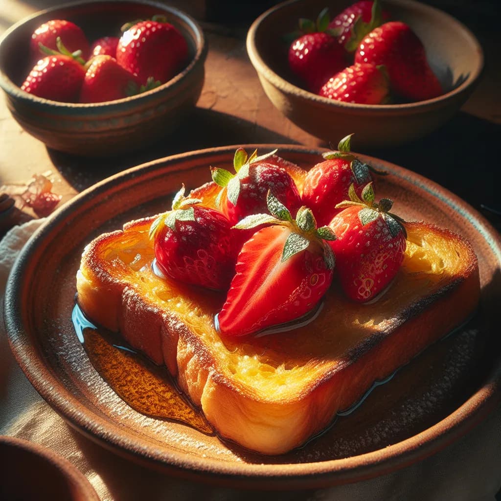 Classic Fried Butter Bread with Strawberries