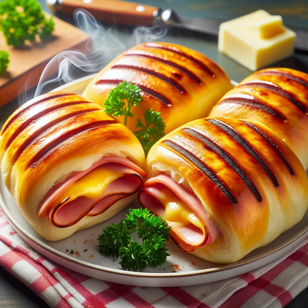 Classic Grilled Ham and Cheese Rolls