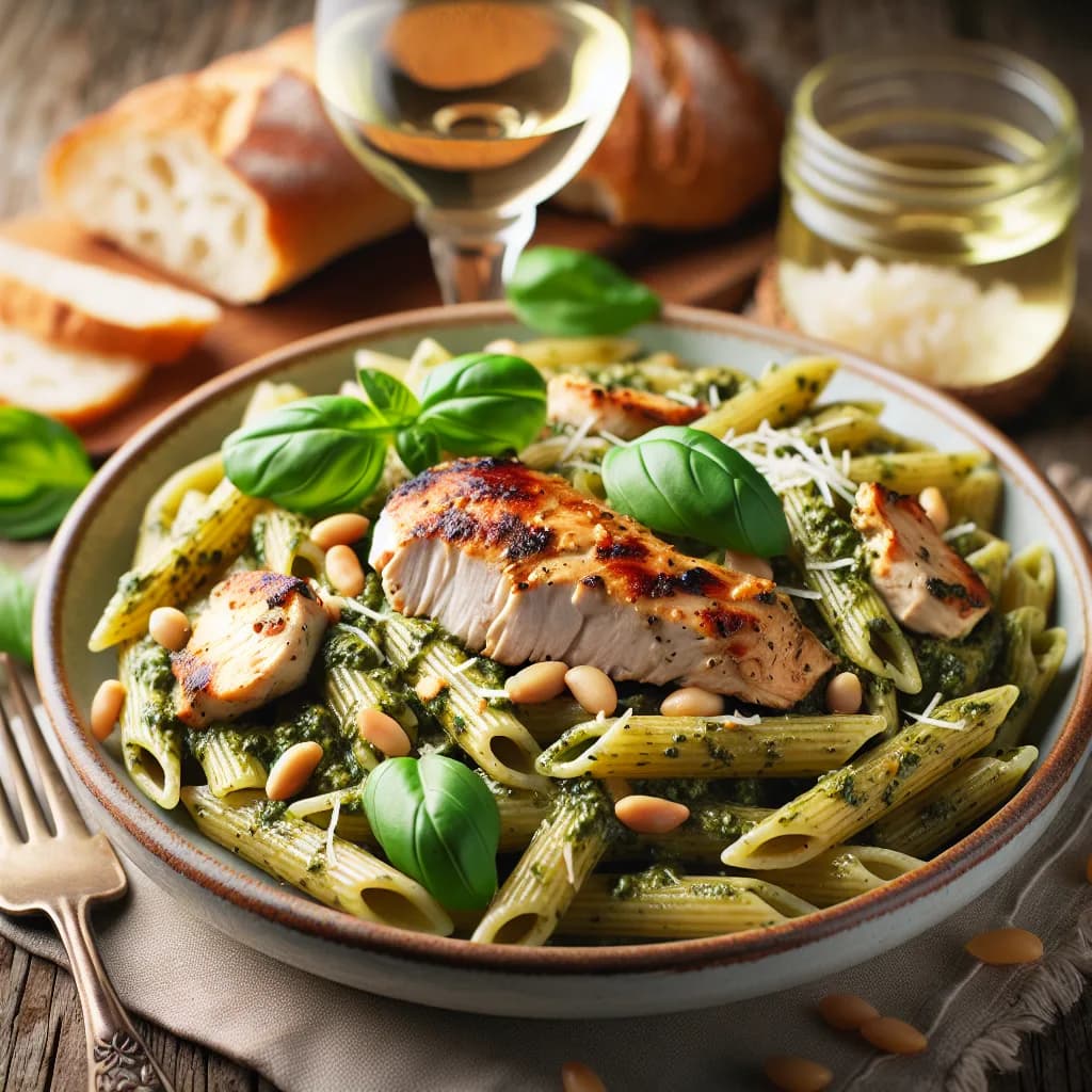 Classic Penne Pesto with Chicken