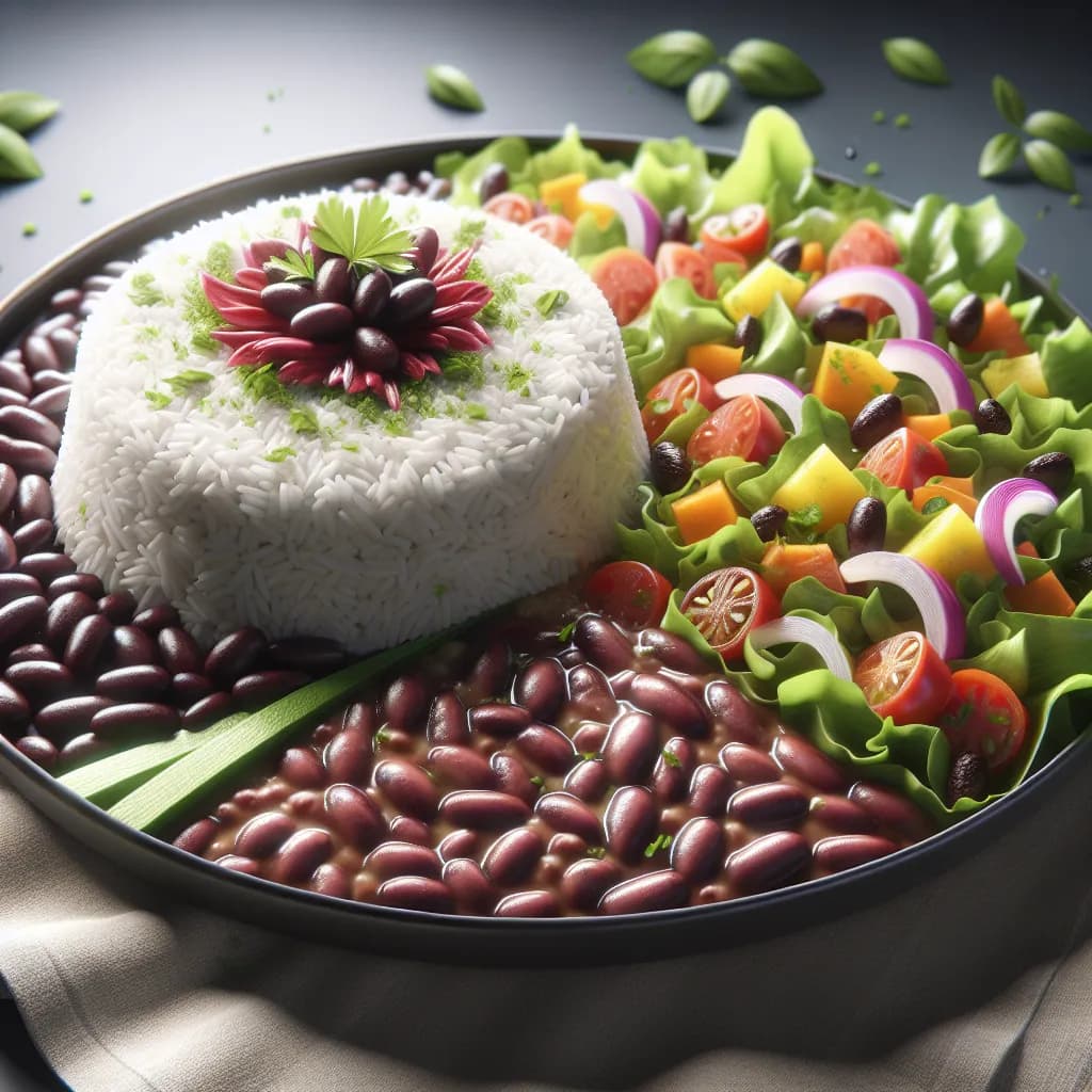 Classic Rice and Beans with Garden Salad