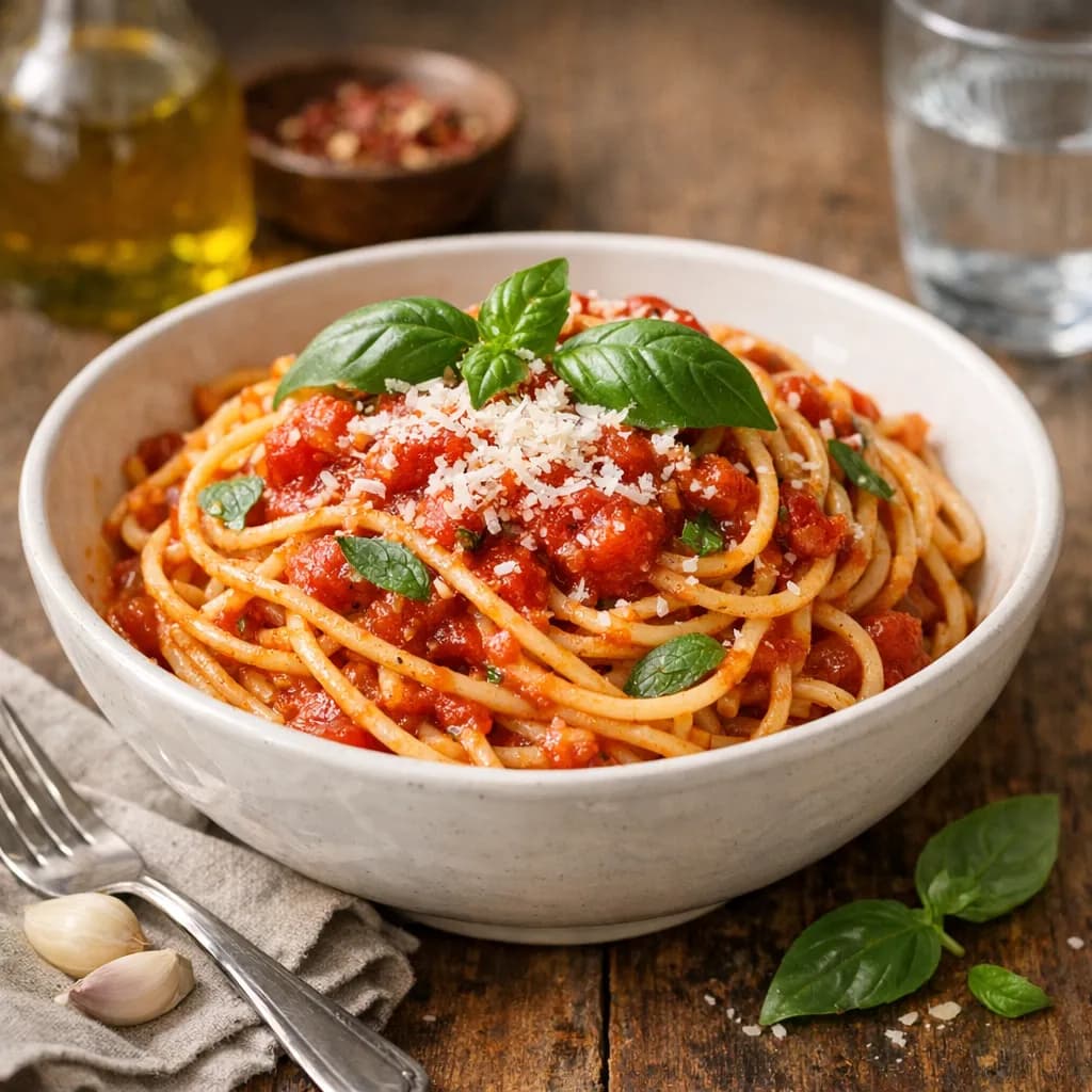 Classic Spaghetti with Tomato Basil Sauce