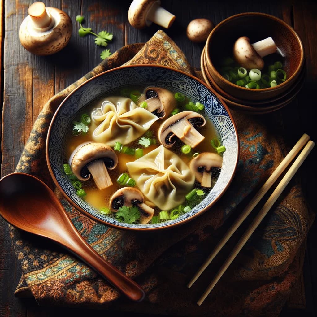 Classic Wonton and Mushroom Soup
