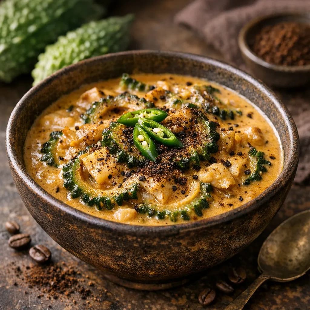 Coffee-Infused Bitter Gourd Coconut Curry
