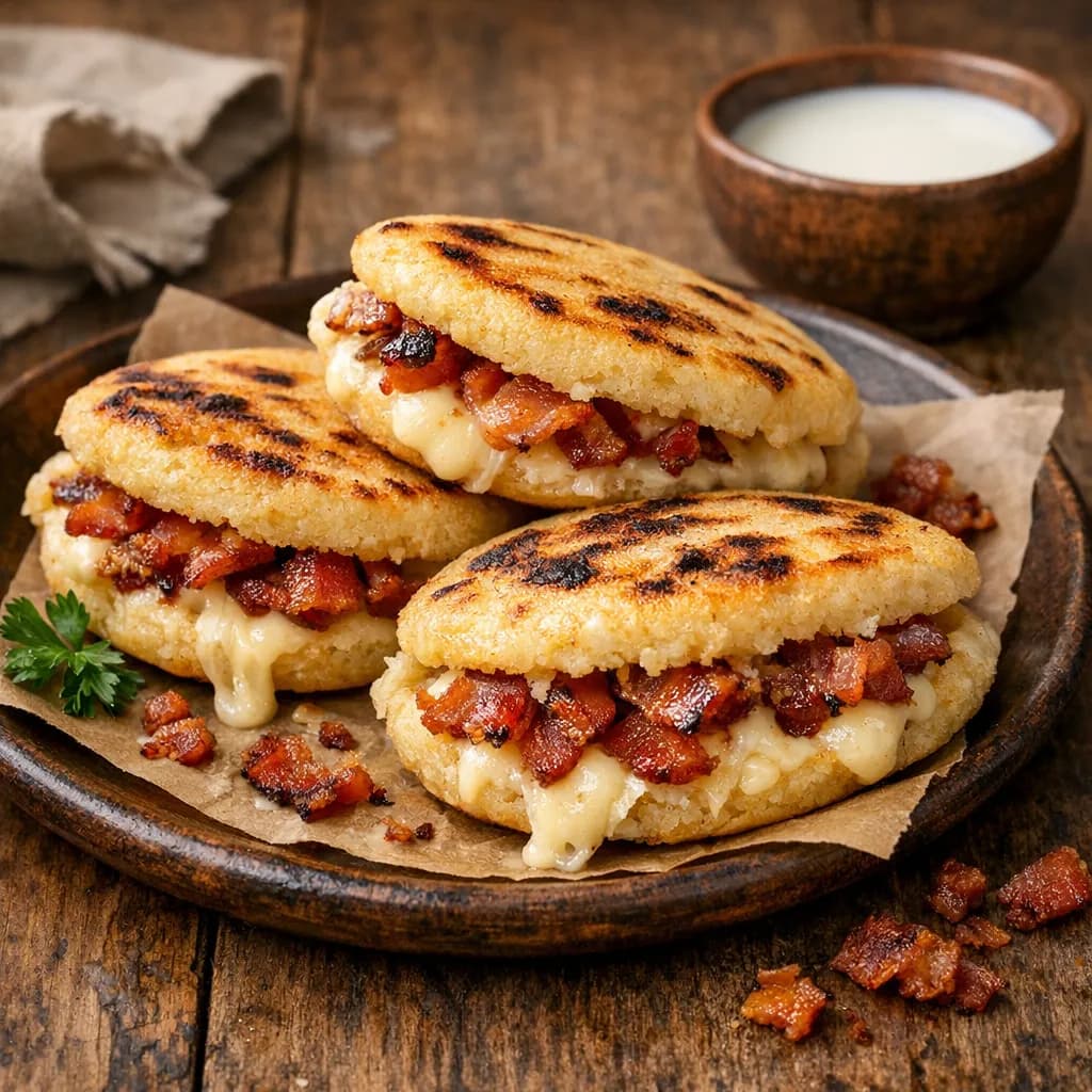 Colombian Arepas with Cheese and Bacon