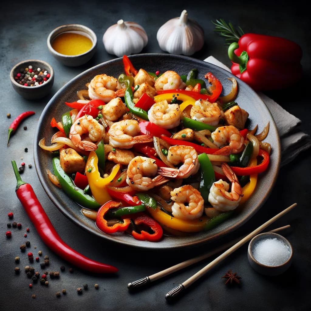 Colorful Chicken and Shrimp Stir Fry