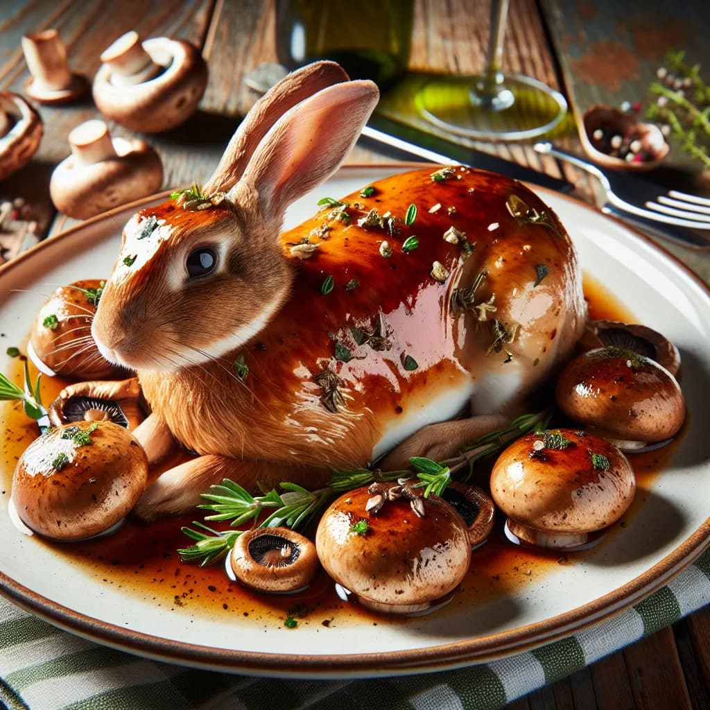 Coniglio al Forno con Funghi