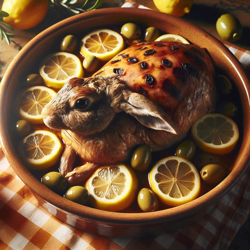 Coniglio al Forno con Limone e Olive