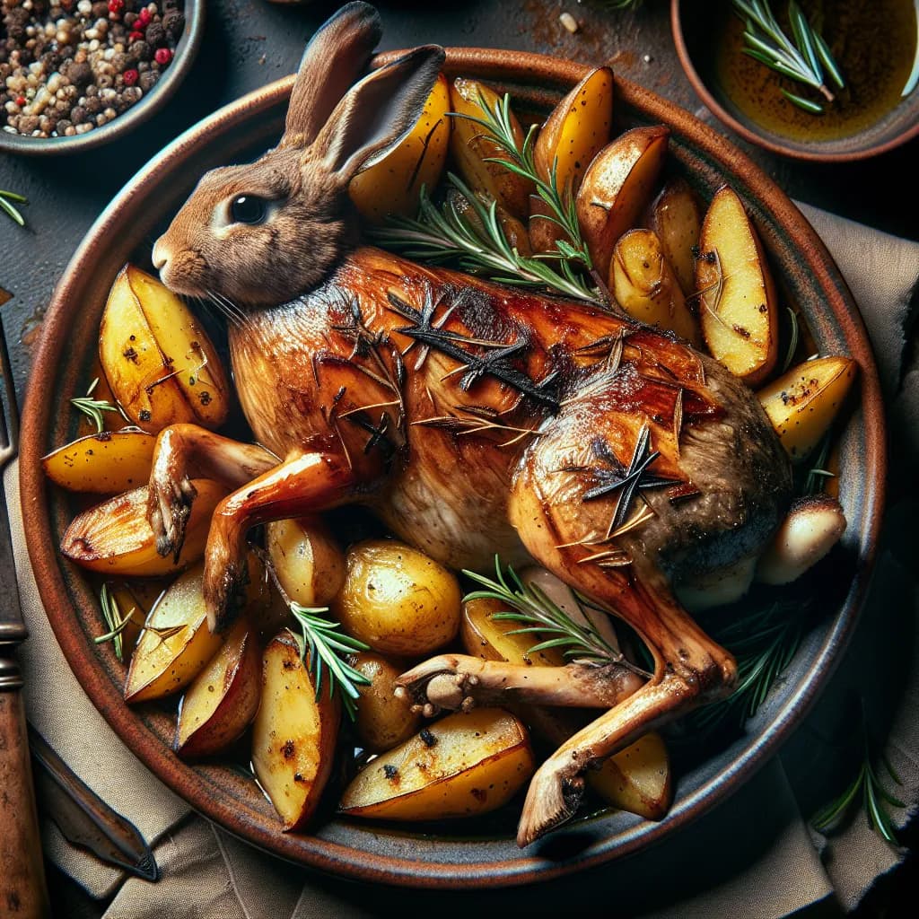 Coniglio al Forno con Patate e Rosmarino