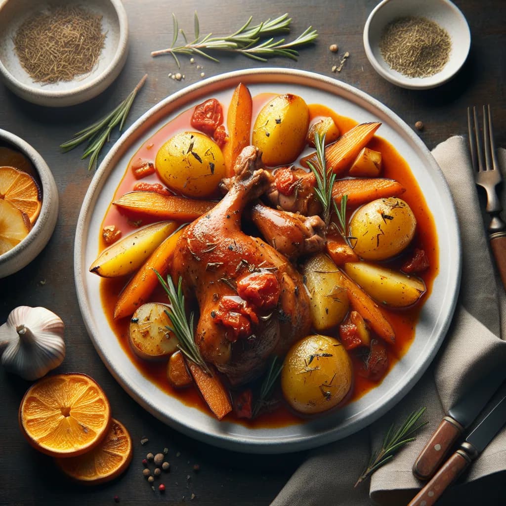 Coniglio alla Cacciatora con Patate e Rosmarino