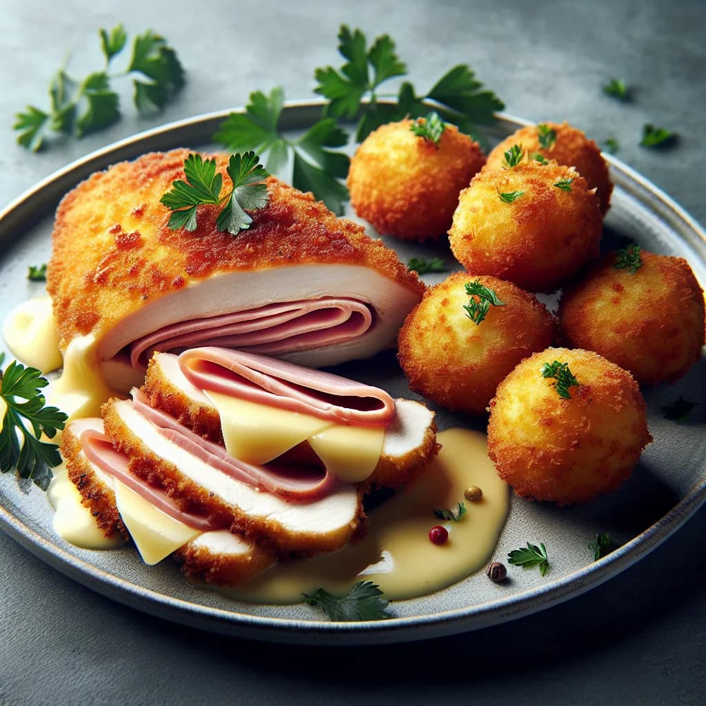 Cordon Bleu mit Kroketten