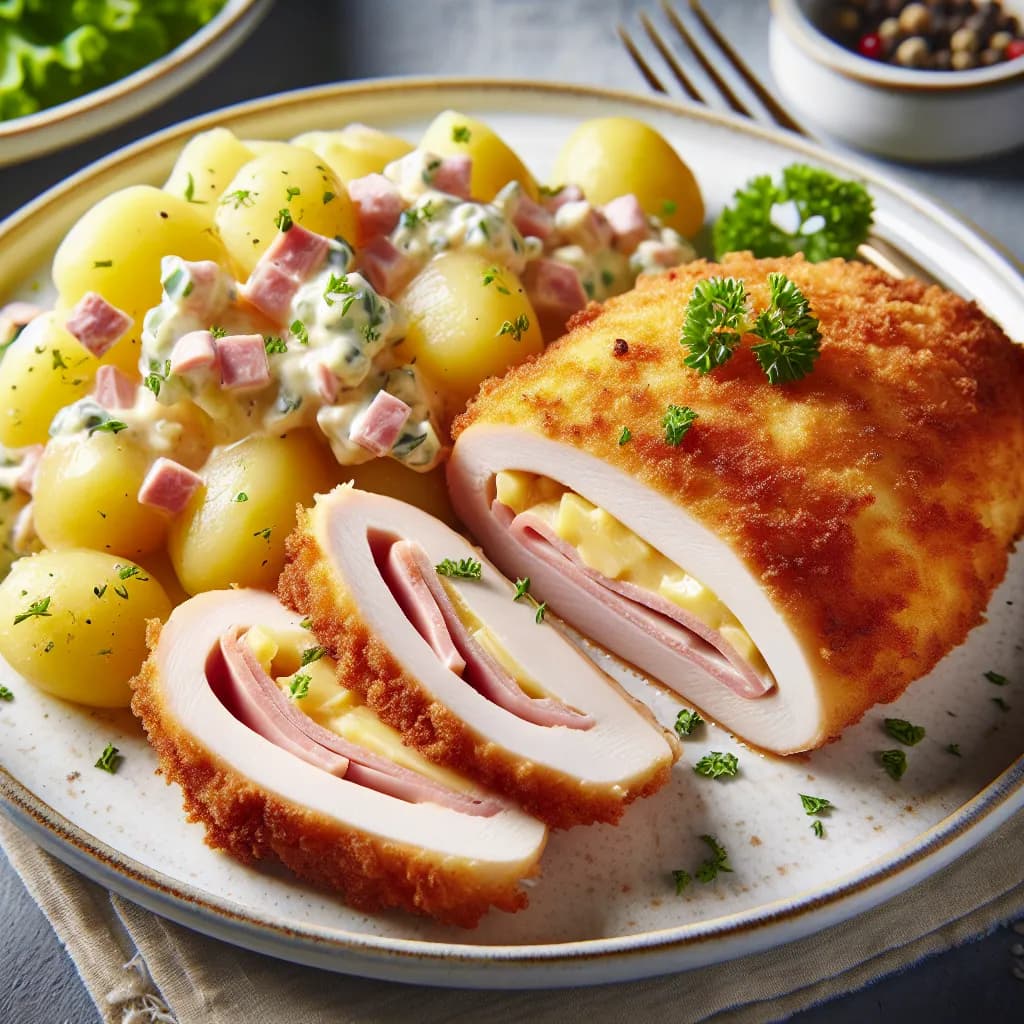 Cordon Blue mit Pellkartoffelsalat