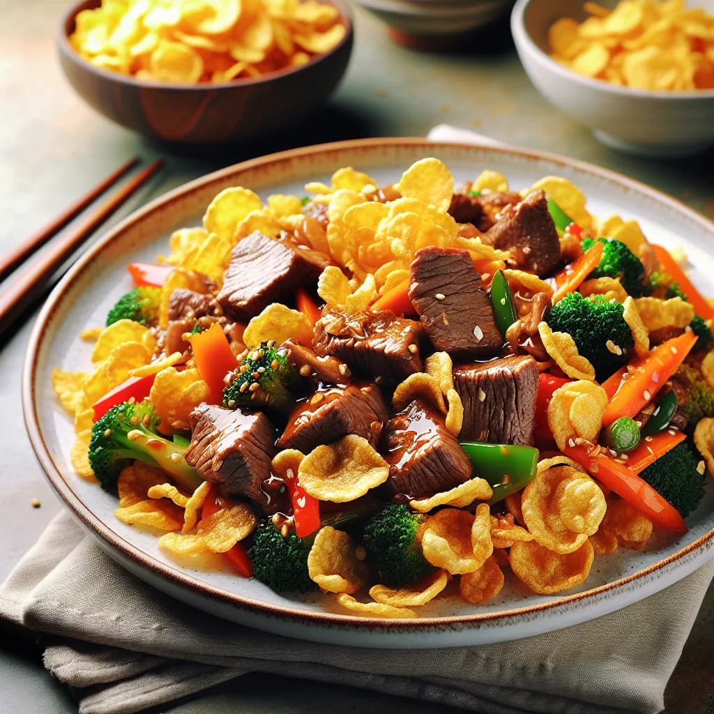 Corn Flakes Beef Stir-Fry