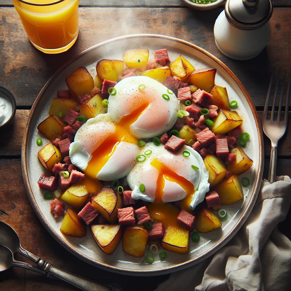 Corned Beef Hash with Poached Eggs