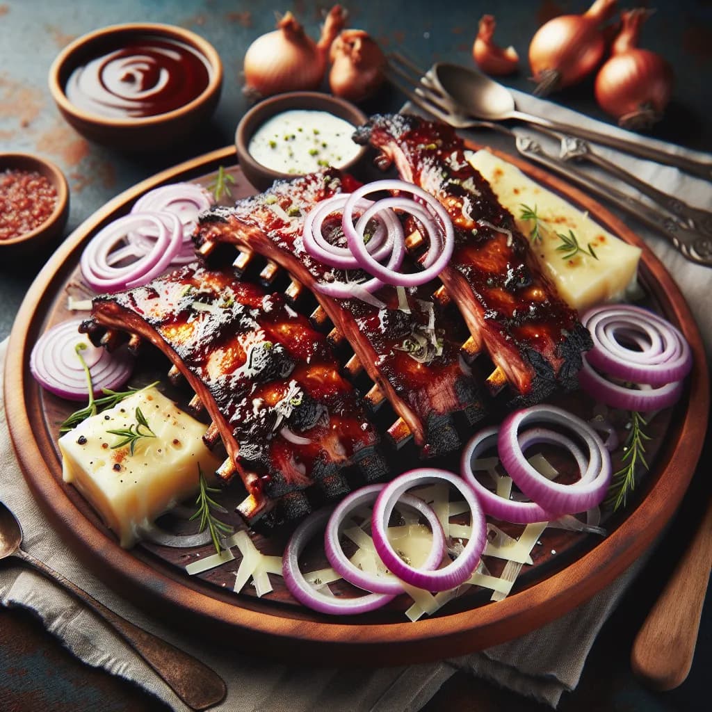 Costole al BBQ con Cipolla e Formaggio