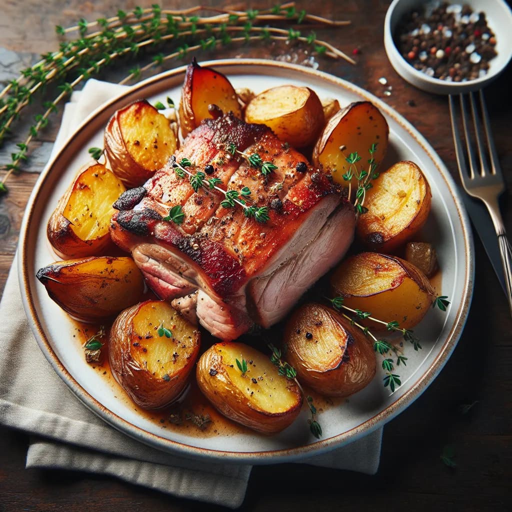 Cou de porc rôti aux pommes de terre