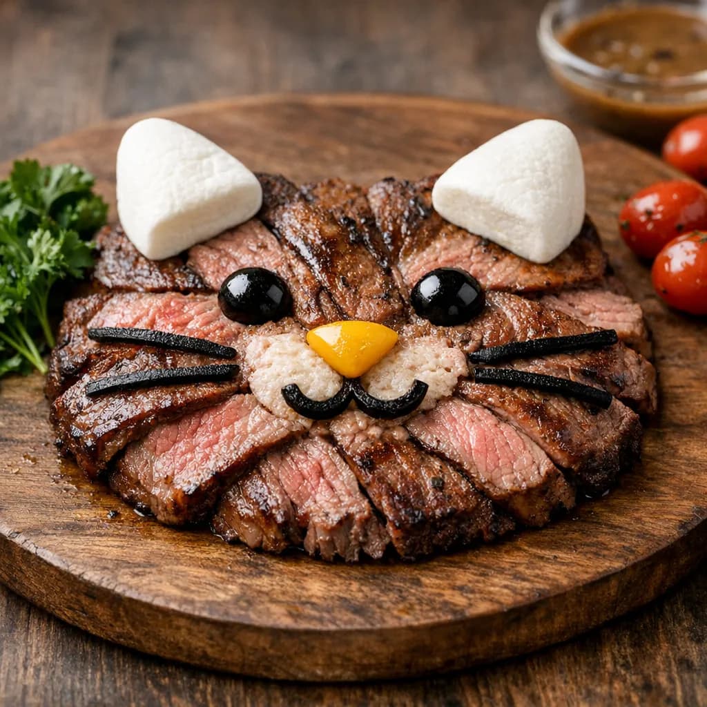 Country Steak Cat Face Platter