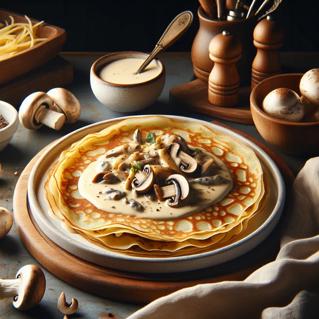 Crêpes Salées à la Béchamel et Champignons