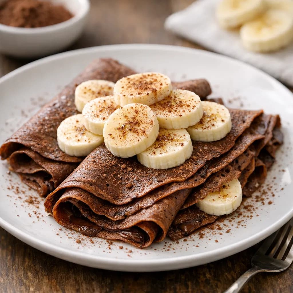 Crêpes sucrées à la banane et cacao