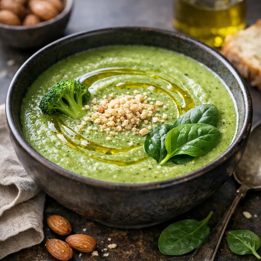 Creamy Almond Spinach Broccoli Potage