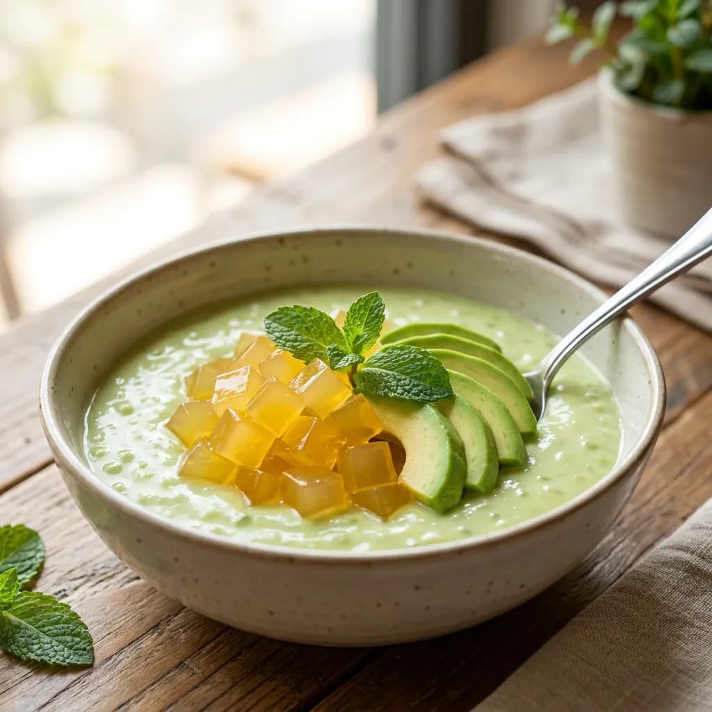 Creamy Avocado Sago with Mango Jelly
