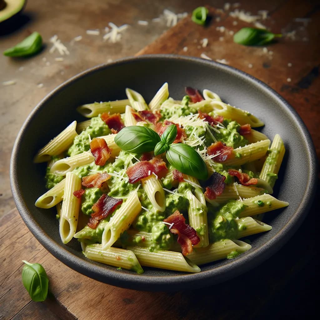 Creamy Avocado and Bacon Pasta