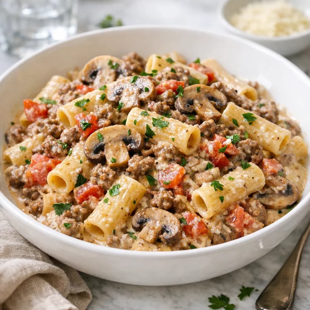 Creamy Beef and Mushroom Pasta