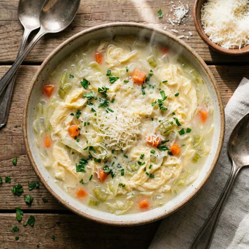 Creamy Cabbage, Egg and Parmesan Soup