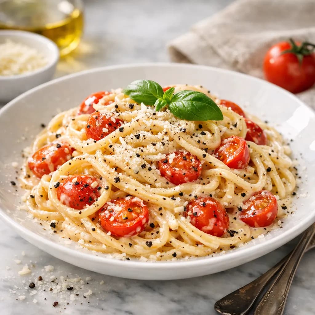Creamy Cherry Tomato Pasta with Black Pepper