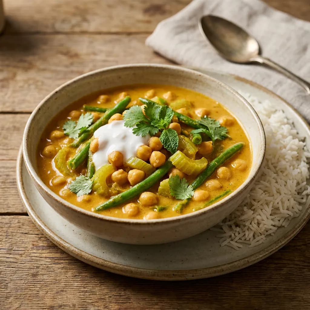 Creamy Chickpea, Celery and Green Bean Curry