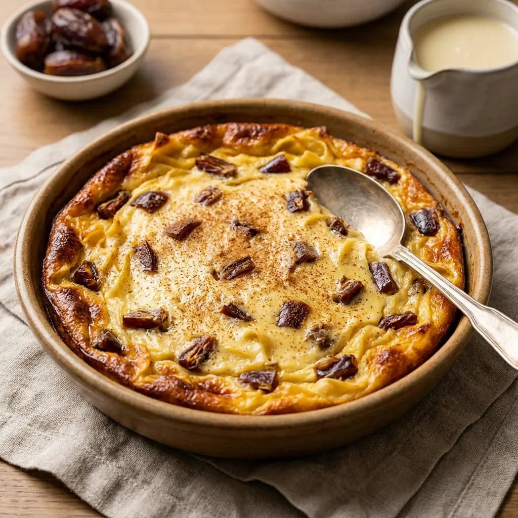 Creamy Date and Condensed Milk Egg Noodle Pudding