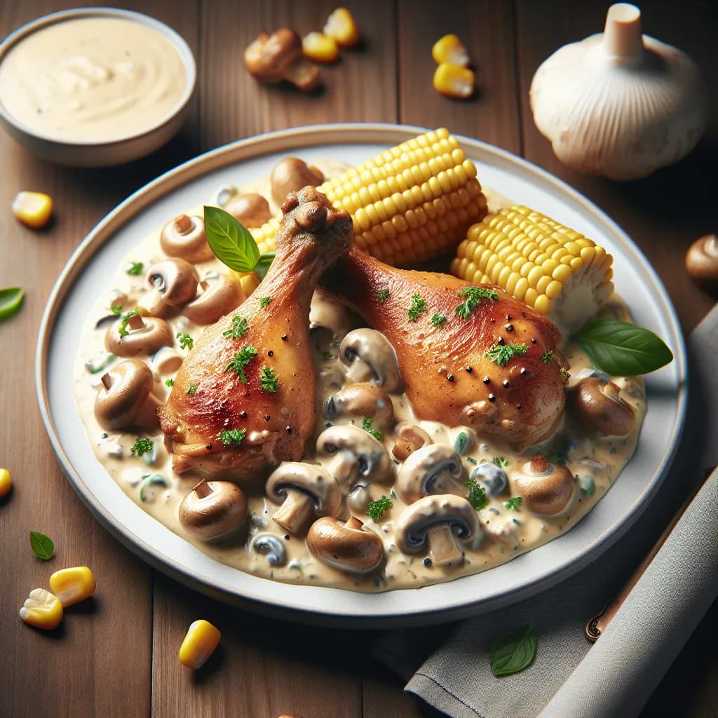 Creamy Mushroom Chicken Drumsticks