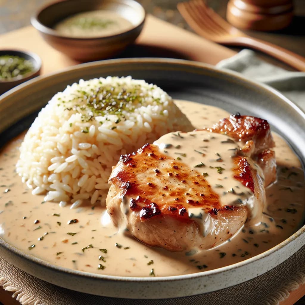 Creamy Pork Chop Rice Bake