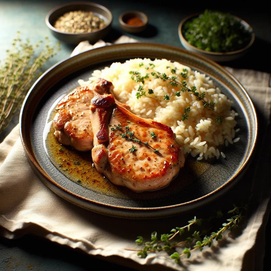 Creamy Pork Chops with Rice