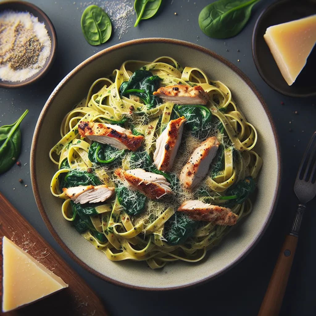 Creamy Spinach and Chicken Fettuccine