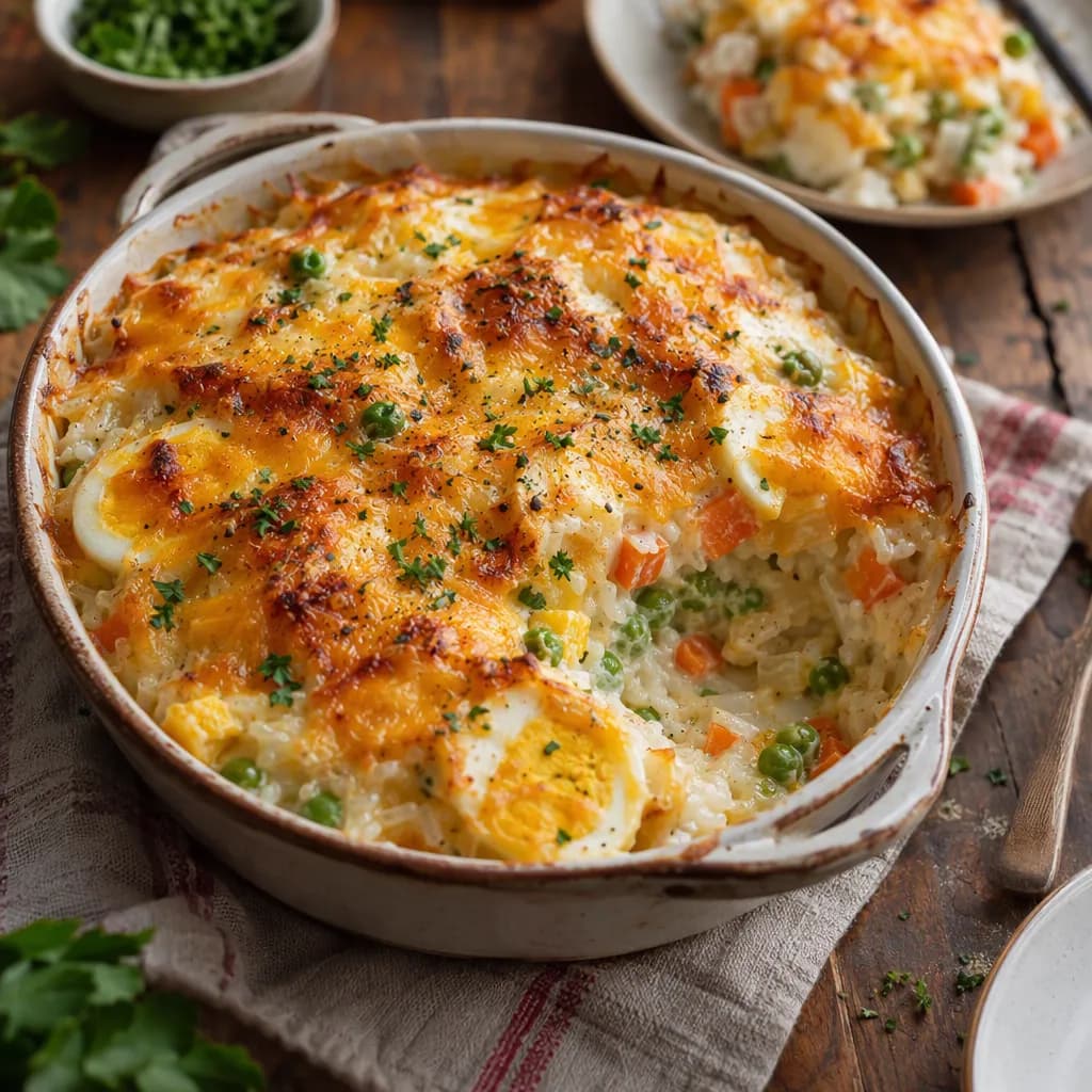 Creamy Vegetable Egg Rice Gratin