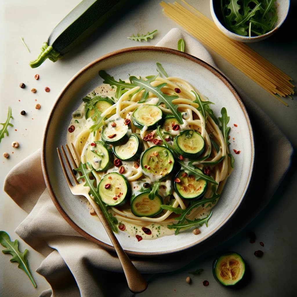 Creamy Zucchini and Arugula Pasta