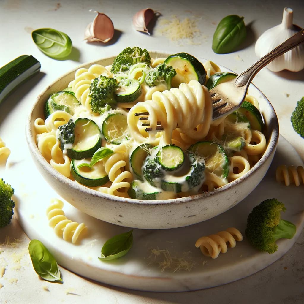 Creamy Zucchini and Broccoli Pasta
