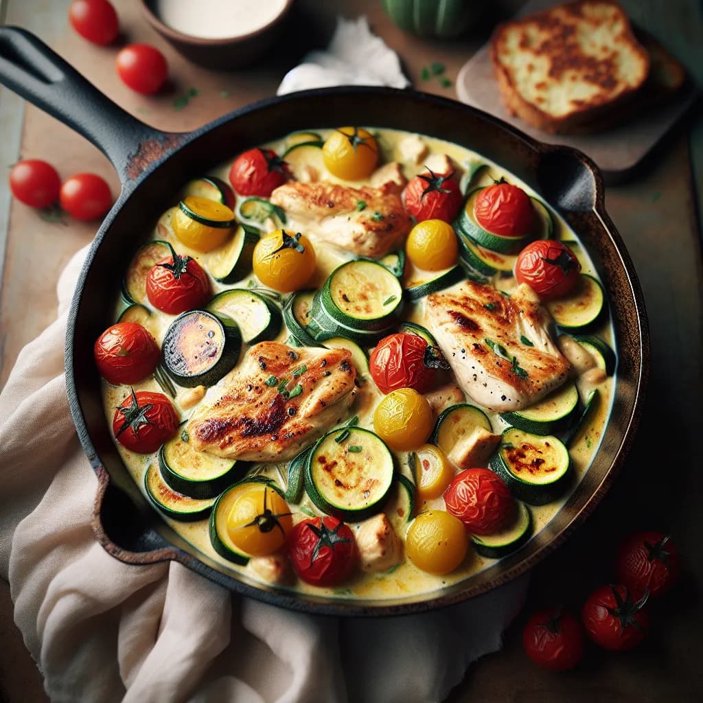 Cremige Hühnchen-Zucchetti-Pfanne