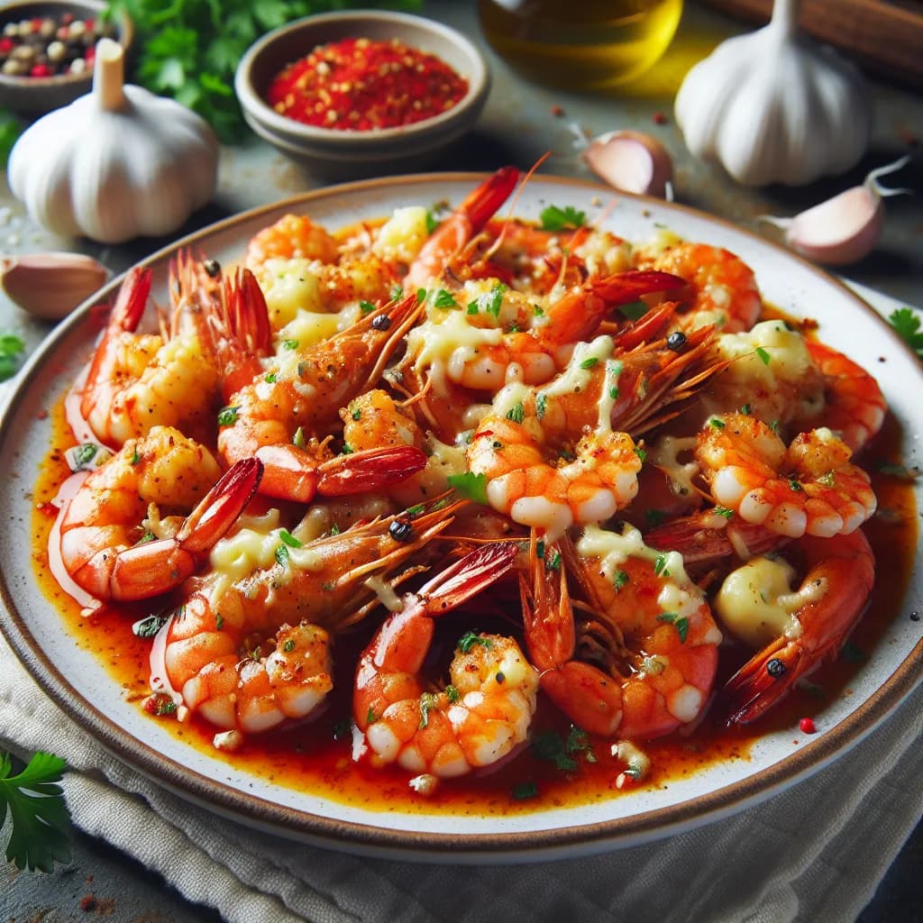 Crevettes épicées au fromage et ail