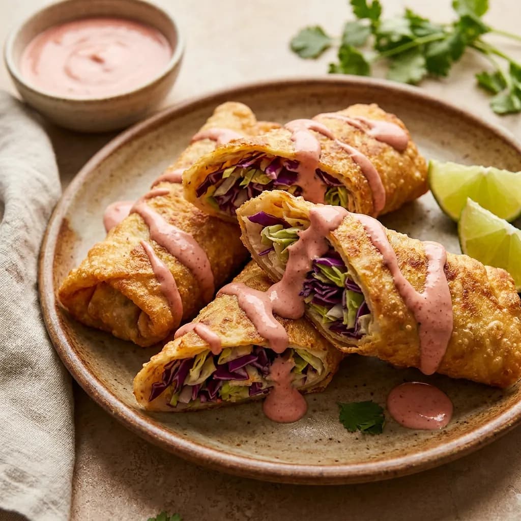 Crispy Egg-Free Cauliflower Wraps with Pink Sauce
