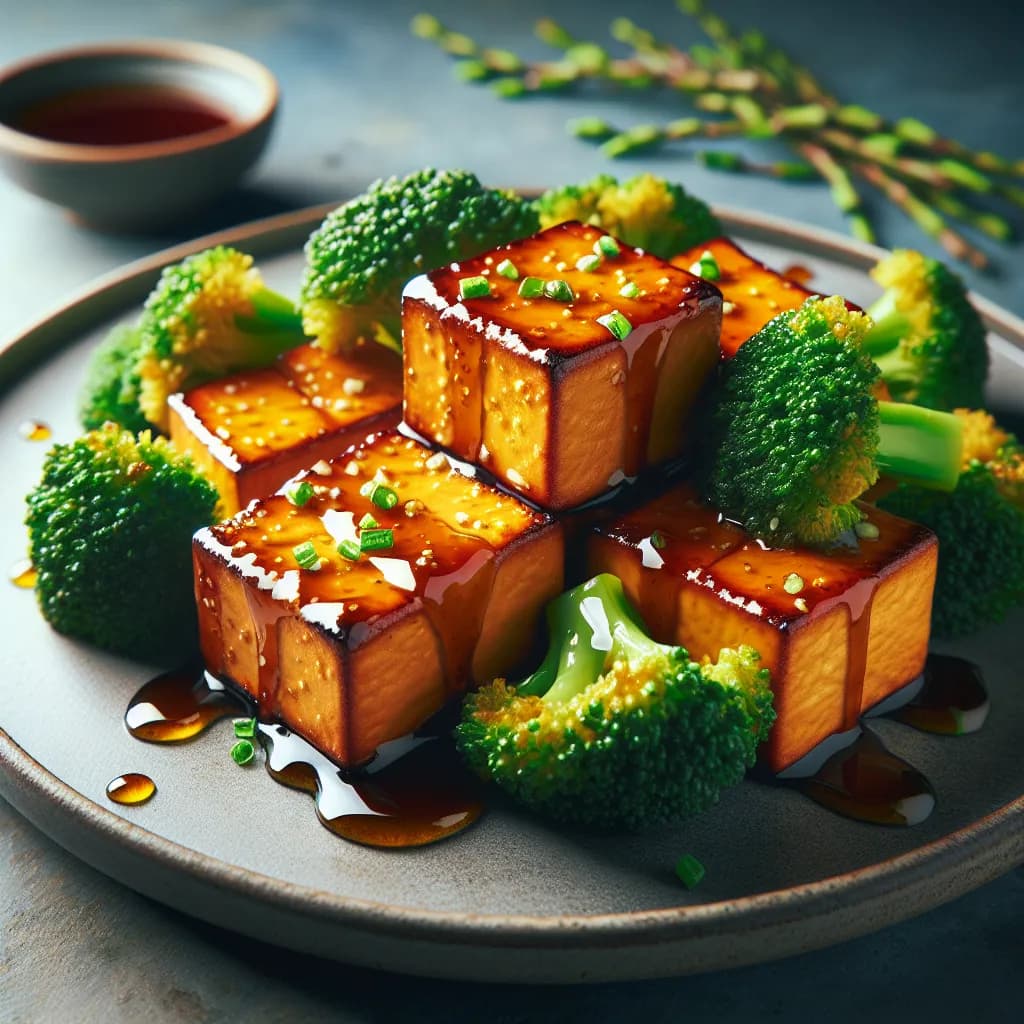 Crispy Maple Glazed Tofu with Broccoli