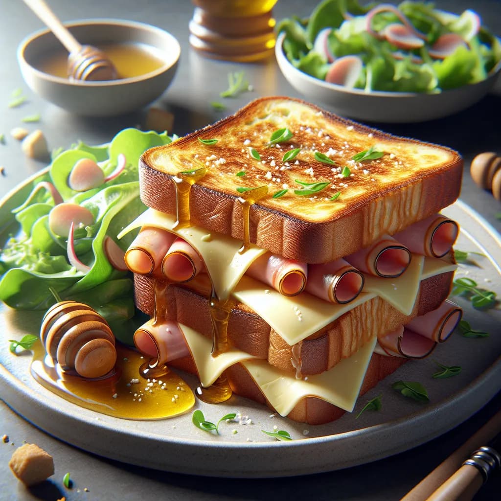 Croque-Monsieur au Miel et Salade