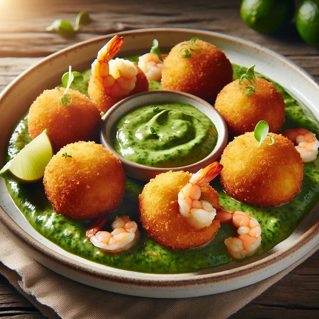 Croquettes de Crevettes à l'Huile Verte Épicée