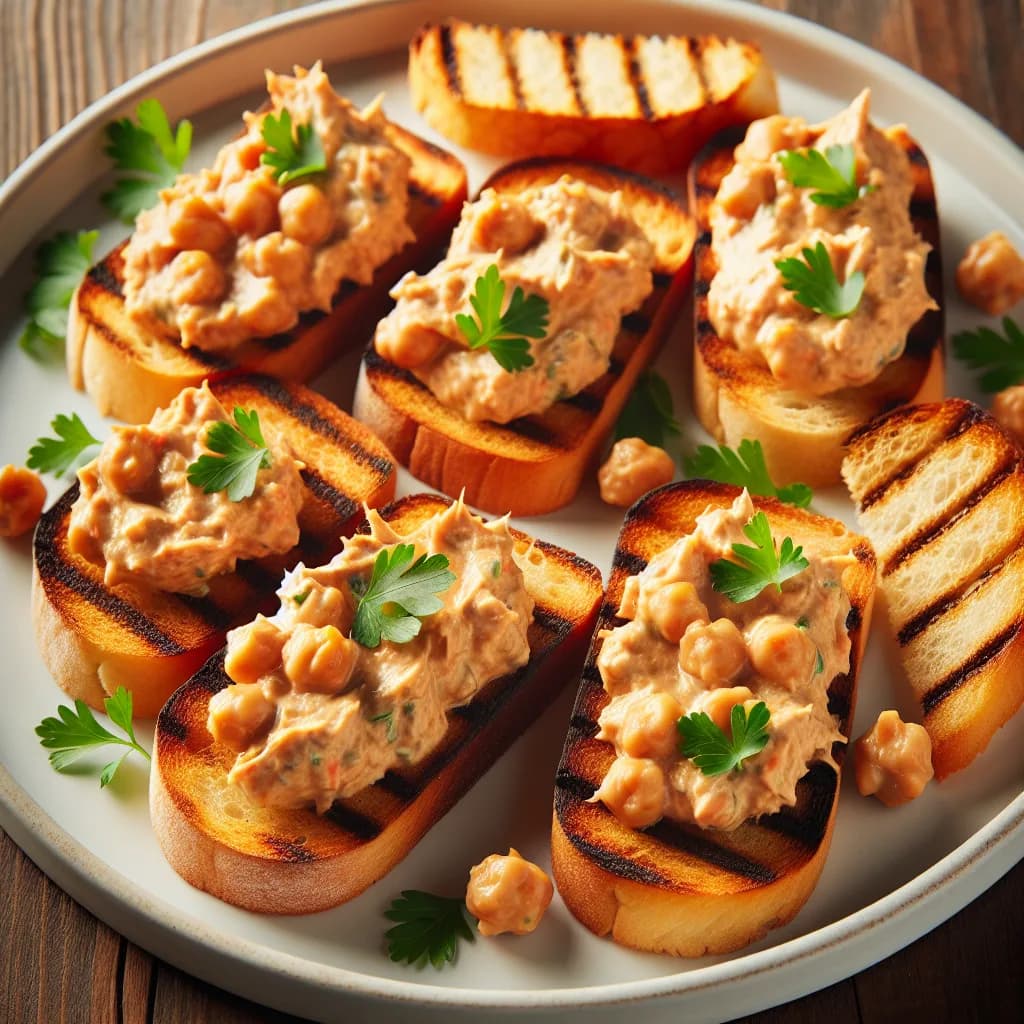 Crostini con Crema di Ceci e Tonno