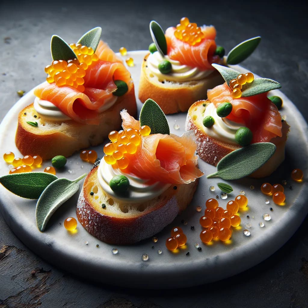 Crostini di Salmone e Caviale di Mango