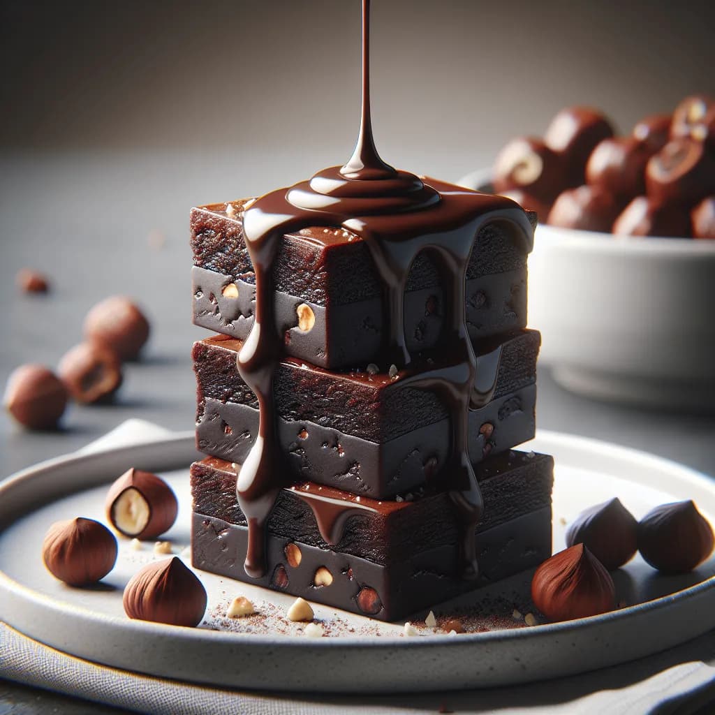 Crunchy Dark Chocolate Brownie with Hazelnut Crust