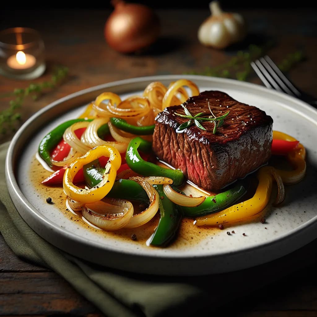 Cubed Steak with Peppers and Onions
