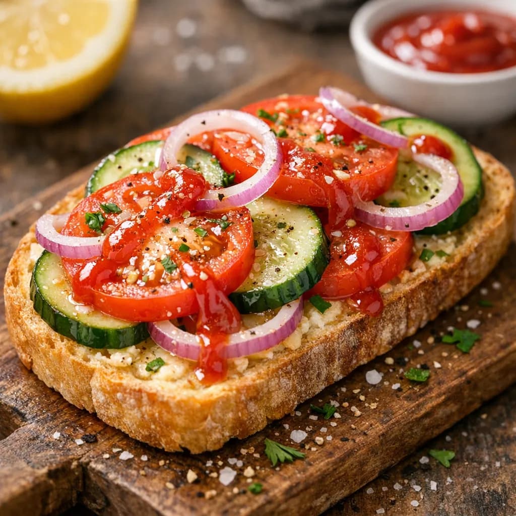 Cucumber Tomato Open Sandwich