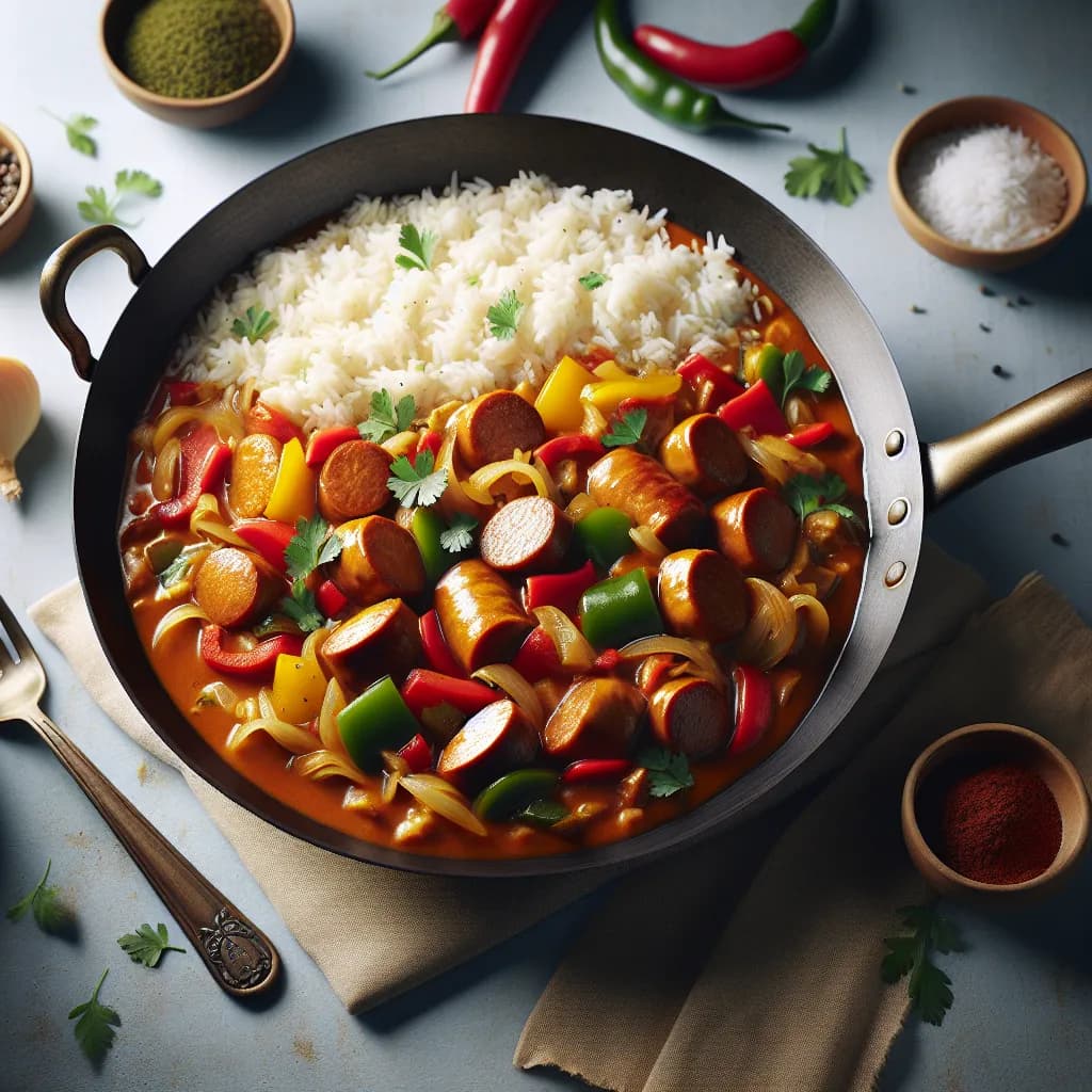 Currywurst-Reis-Pfanne